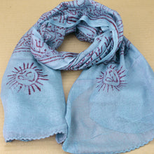 Load image into Gallery viewer, Violet Blue Indian Rayon Krishna Scarf with OM Symbol