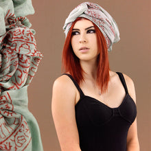 Load image into Gallery viewer, Indian Cotton Hindu Krishna Scarf Ice Blue Geen
