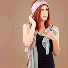 Load image into Gallery viewer, Indian Cotton Hindu Krishna Scarf Ice Blue Geen
