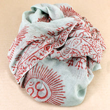 Load image into Gallery viewer, Indian Cotton Hindu Krishna Scarf Ice Blue Geen