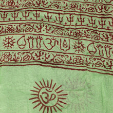 Load image into Gallery viewer, Light Green Indian Rayon Krishna Scarf with Red OM Sm