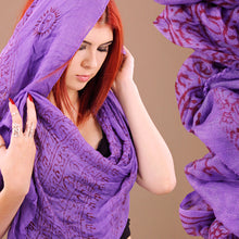 Load image into Gallery viewer, Indian Cotton Hindu Krishna Scarf Purple Lg