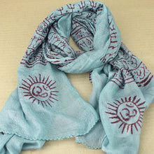 Load image into Gallery viewer, Sky Blue Indian Rayon Krishna Scarf with OM Symbol