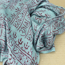 Load image into Gallery viewer, Sky Blue Indian Rayon Krishna Scarf with OM Symbol