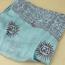 Load image into Gallery viewer, Sky Blue Indian Rayon Krishna Scarf with OM Symbol