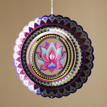 Load image into Gallery viewer, Large Lotus & Mandala Metal Wind Spinner