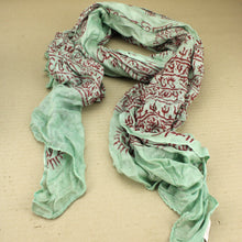 Load image into Gallery viewer, Indian Cotton Hindu Krishna Scarf Ice Blue Geen Sm