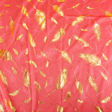 Load image into Gallery viewer, Sheer Tangerine Pink Scarf with Gold Feathers
