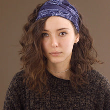 Load image into Gallery viewer, Wide Tube Bandana Headband - Blue Paisley