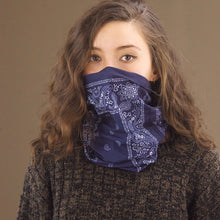 Load image into Gallery viewer, Wide Tube Bandana Headband - Blue Paisley