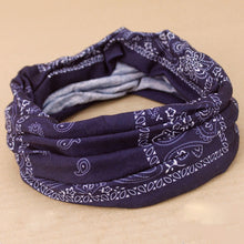 Load image into Gallery viewer, Wide Tube Bandana Headband - Blue Paisley
