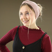 Load image into Gallery viewer, Knitted Wide Headband - Dusty Pink and Silver Speckled