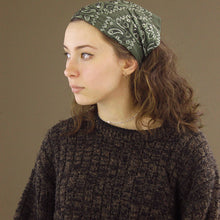 Load image into Gallery viewer, Wide Tube Bandana Headband - Dark Green Paisley