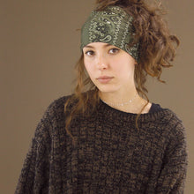 Load image into Gallery viewer, Wide Tube Bandana Headband - Dark Green Paisley
