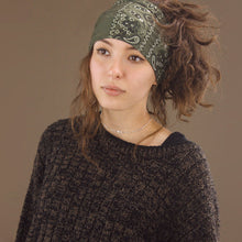 Load image into Gallery viewer, Wide Tube Bandana Headband - Dark Green Paisley