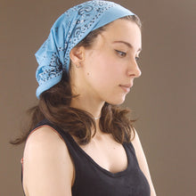 Load image into Gallery viewer, Wide Tube Bandana Headband - Sky Blue Paisley