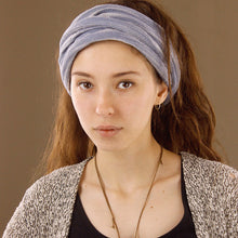 Load image into Gallery viewer, Double-Wrap Nepalese Headband - Grey Blue & White