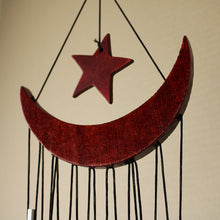 Load image into Gallery viewer, Wooden Moon and Star Windchime Metal