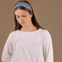 Load image into Gallery viewer, Wide Nepalese Headband - light Blue, Purple & White