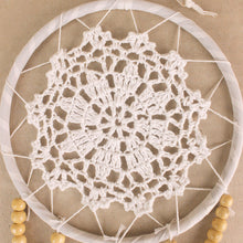 Load image into Gallery viewer, White Crochet and Mala Bead Dreamcatcher