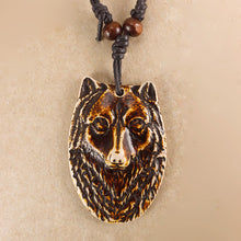 Load image into Gallery viewer, Wolf - Bone/Wood Resin Necklace