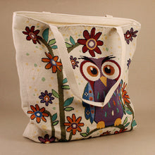 Load image into Gallery viewer, Big Tapestry Style Tote Bag - Purple Owl