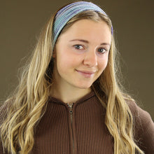 Load image into Gallery viewer, Wide Nepalese Headband - light Blue, Purple & White