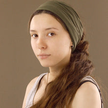 Load image into Gallery viewer, Cotton Stretch Tube Headband - Khaki