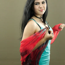 Load image into Gallery viewer, Slinky Sheer Red & Black Tie Dye Scarf