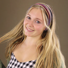 Load image into Gallery viewer, Nepalese Extra-Wide Stretchy Headband Purple Red Black