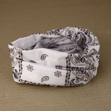 Load image into Gallery viewer, Paisley Extra-Wide Cotton Tube Durag Bandana Headband - White
