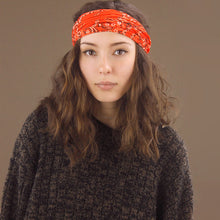 Load image into Gallery viewer, Wide Tube Bandana Headband - Orange Paisley