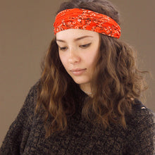 Load image into Gallery viewer, Wide Tube Bandana Headband - Orange Paisley
