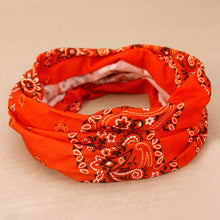 Load image into Gallery viewer, Wide Tube Bandana Headband - Orange Paisley