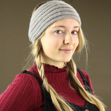 Load image into Gallery viewer, Knitted Wide Headband - Grey and Silver Speckled