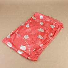 Load image into Gallery viewer, Sheer Tangerine Slinky Scarf with Silver Vine Pattern