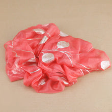 Load image into Gallery viewer, Sheer Tangerine Slinky Scarf with Silver Vine Pattern