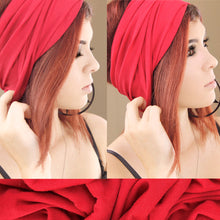Load image into Gallery viewer, Headband extra wide thin cotton red