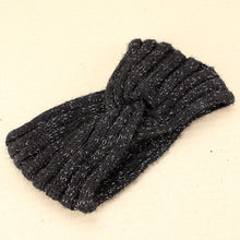 Load image into Gallery viewer, Knitted Wide Headband - Black and Silver Speckled