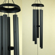 Load image into Gallery viewer, Large Hand Tuned Black Ribbed Metal Wind Chime