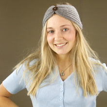 Load image into Gallery viewer, Knitted Button Headband - Grey