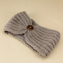 Load image into Gallery viewer, Knitted Button Headband - Grey