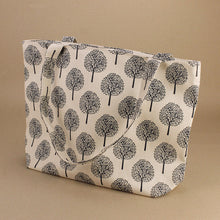 Load image into Gallery viewer, Large Tree Print Tote Shoulder Bag - Cream