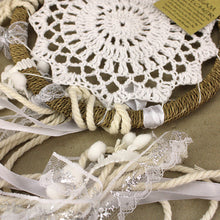Load image into Gallery viewer, Dreamcatcher - White Crochet and Lace Ribbon Pom Pom