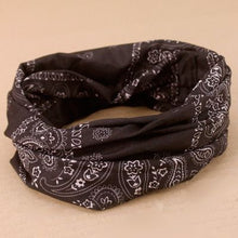 Load image into Gallery viewer, Wide Tube Bandana Headband - Black Paisley