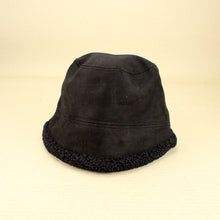 Load image into Gallery viewer, Faux Suede Shearling Look Bucket Hat - Black
