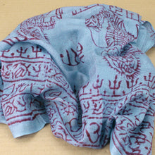 Load image into Gallery viewer, Violet Blue Indian Rayon Krishna Scarf with OM Symbol
