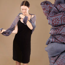 Load image into Gallery viewer, Indian Cotton Hindu Krishna Scarf Blue-Grey
