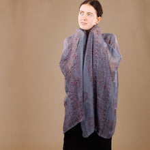 Load image into Gallery viewer, Indian Cotton Hindu Krishna Scarf Blue-Grey
