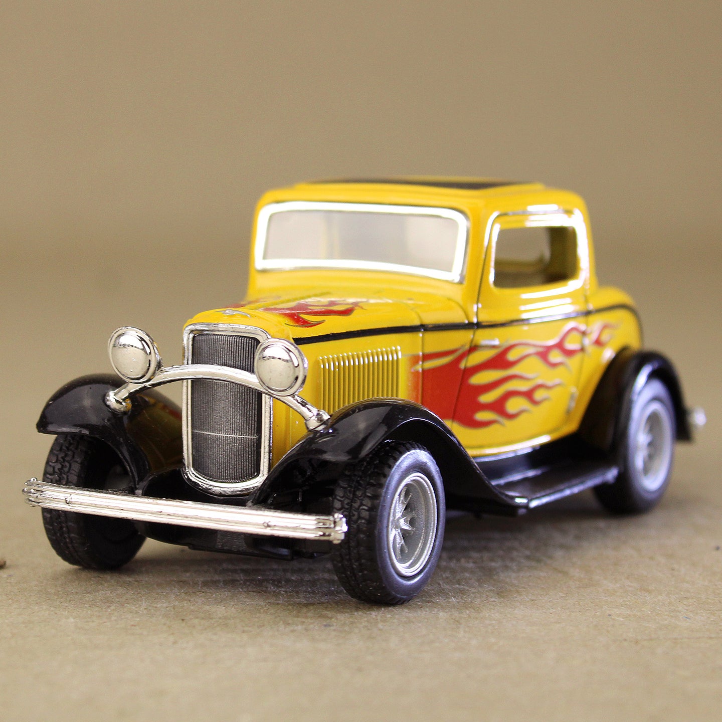 1932 Yellow Ford Coupe with Flames
